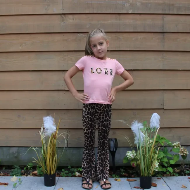 twee heilig crisis meisjes Roze logo tijgerprint t-shirt - Klerenkind trendy kleding voor  kinderen